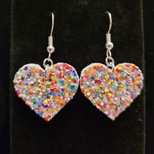 Glitter Heart Earrings